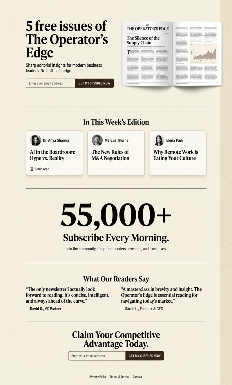 The Brief landing page