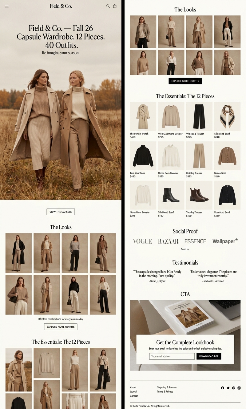 Field & Co. landing page