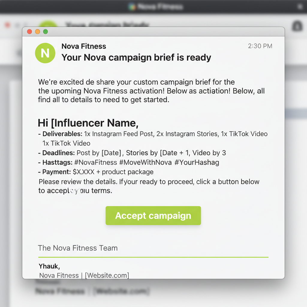 Nova — Influencer activation (Campaign brief)