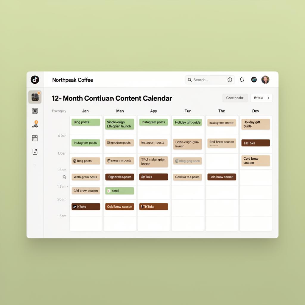 Northpeak Coffee — 12-month content calendar