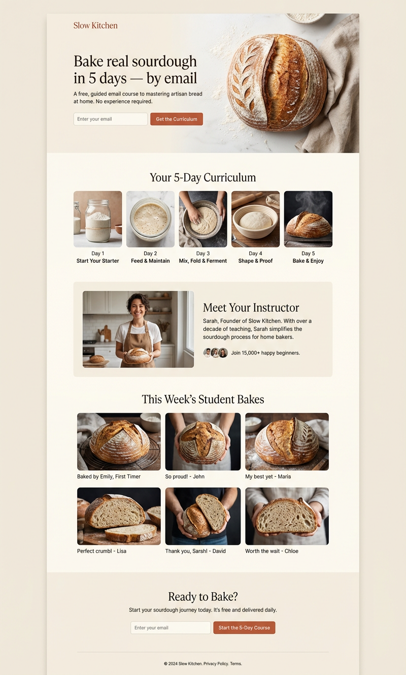 Slow Kitchen landing page