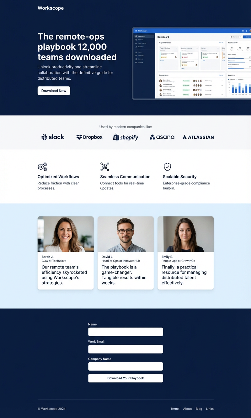 Workscope landing page